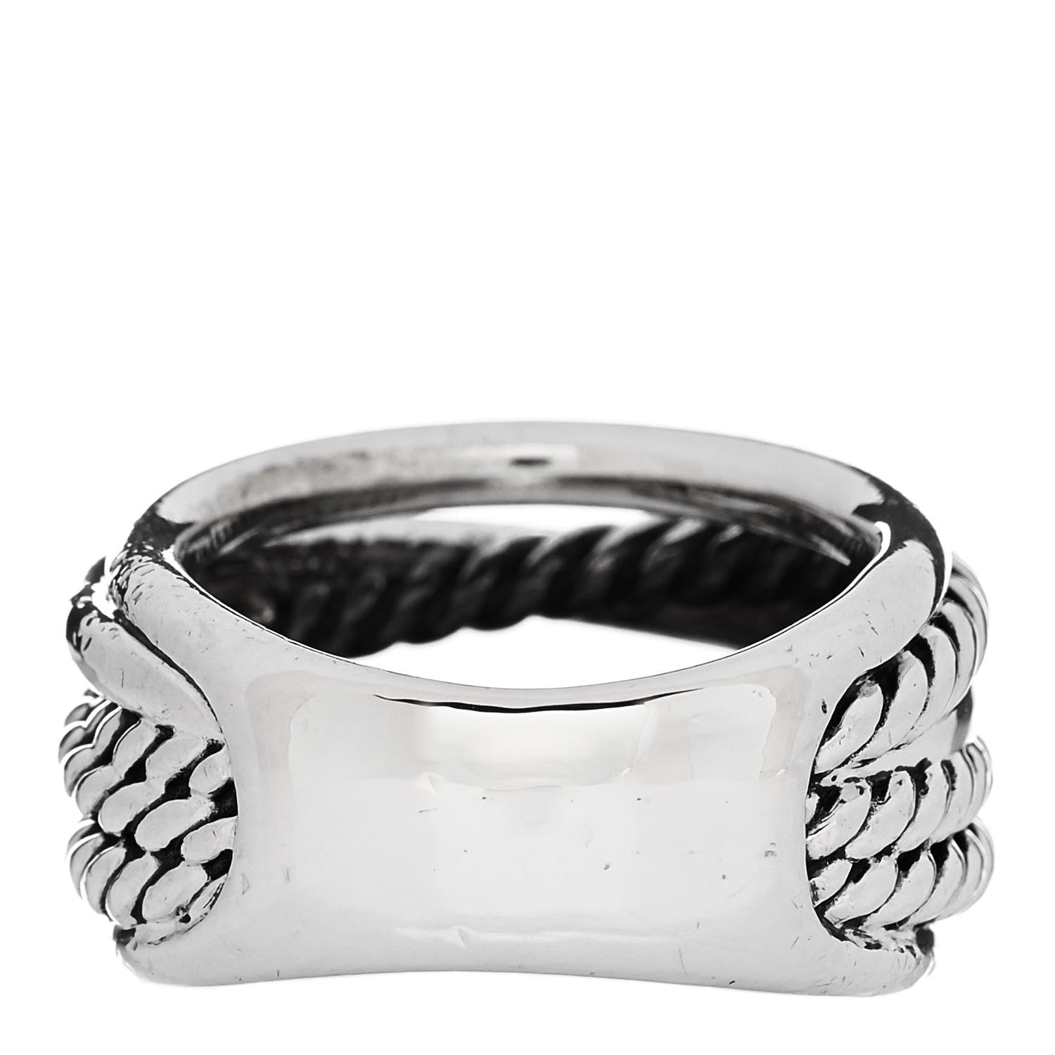 David Yurman Sterling Silver 14mm Wide Crossover Cable Ring 54 7 3 of 4