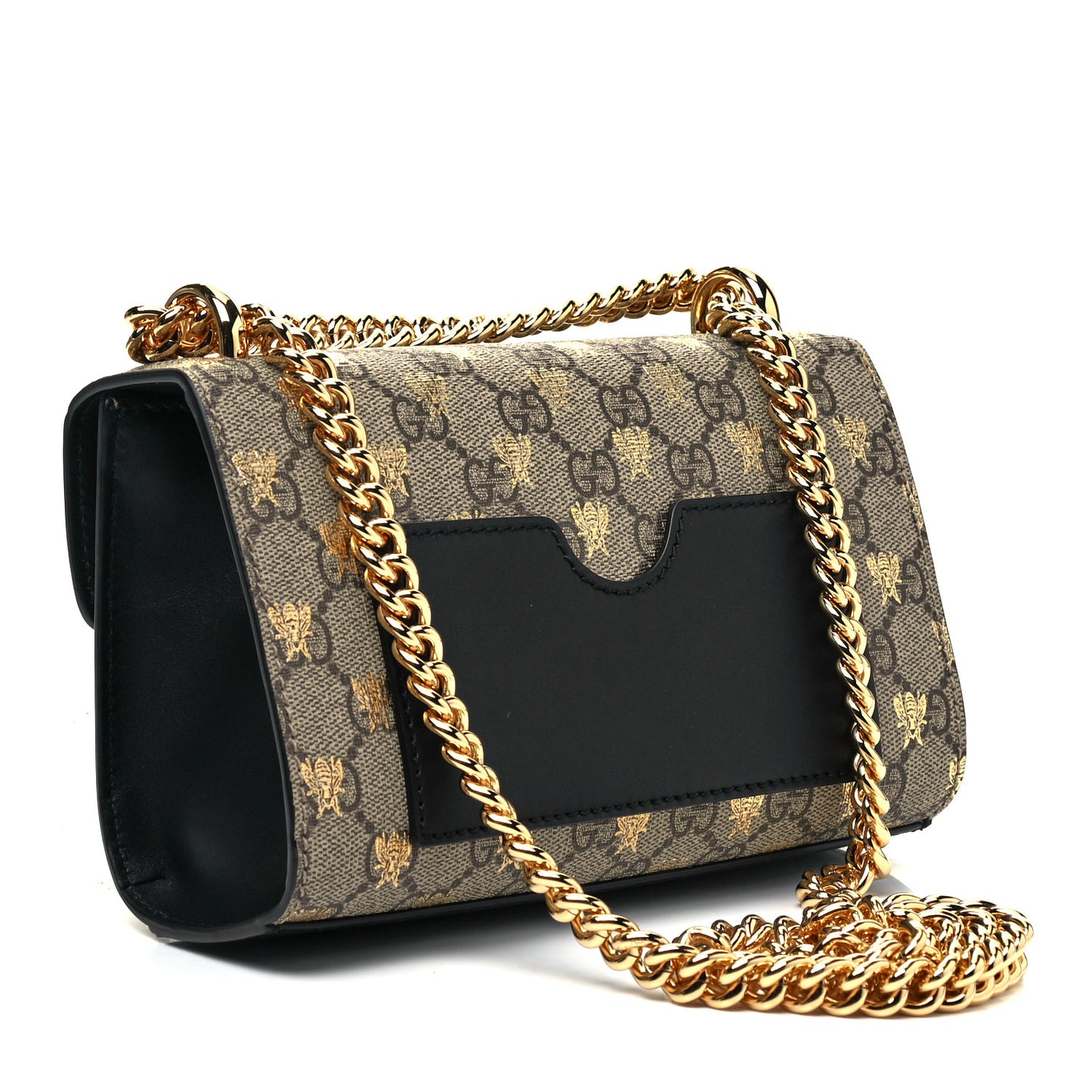 GG Supreme Monogram Bees Small Padlock Shoulder Bag Black
