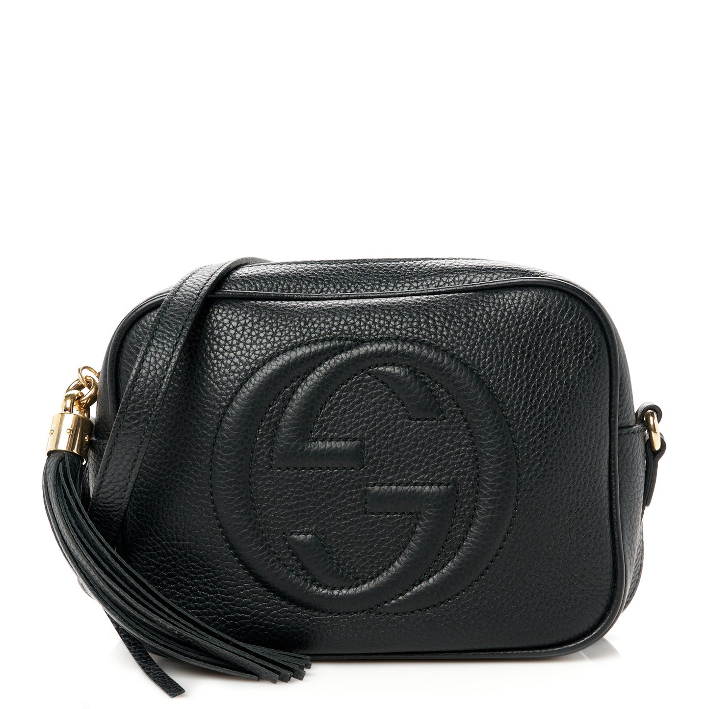 Pebbled Calfskin Small Soho Disco Bag Black