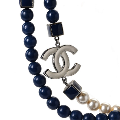 Chanel Pearl CC Long Necklace Pearly White Blue 5 of 7