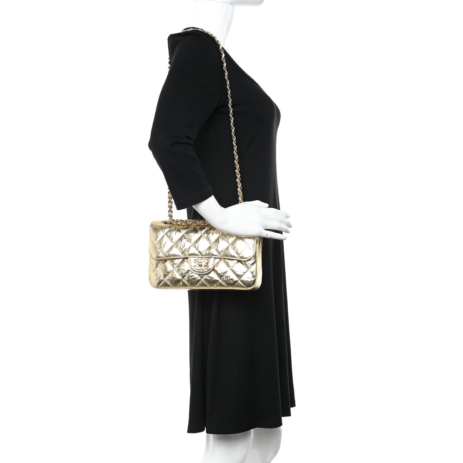 Chanel Hammered Metallic Calfskin Quilted Small Double Flap Gold 2 of 12