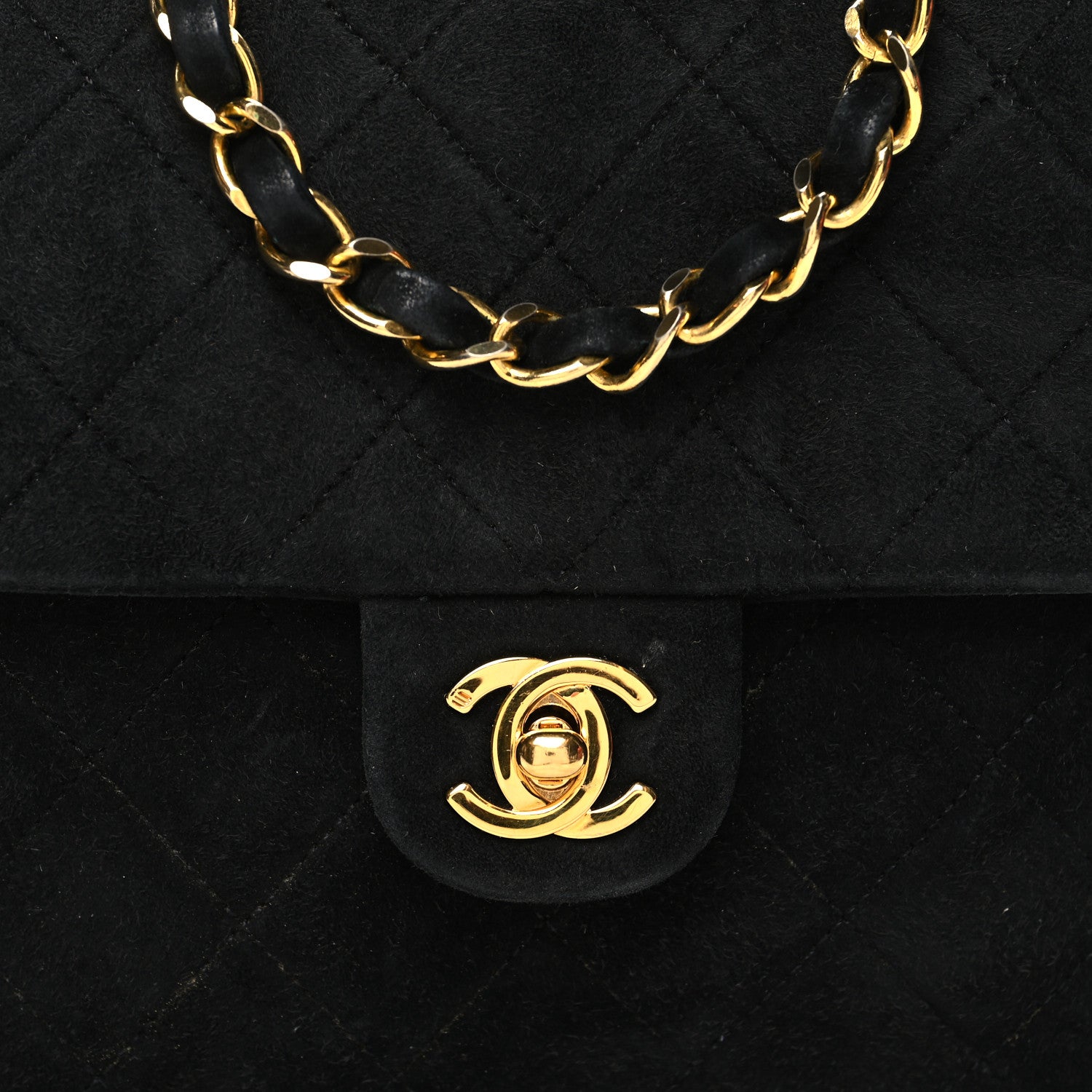 Chanel Suede Quilted Mini Square Flap Black 8 of 10