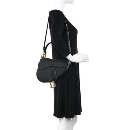 Christian Dior Grained Calfskin Saddle Bag With Strap Black 3 of 12