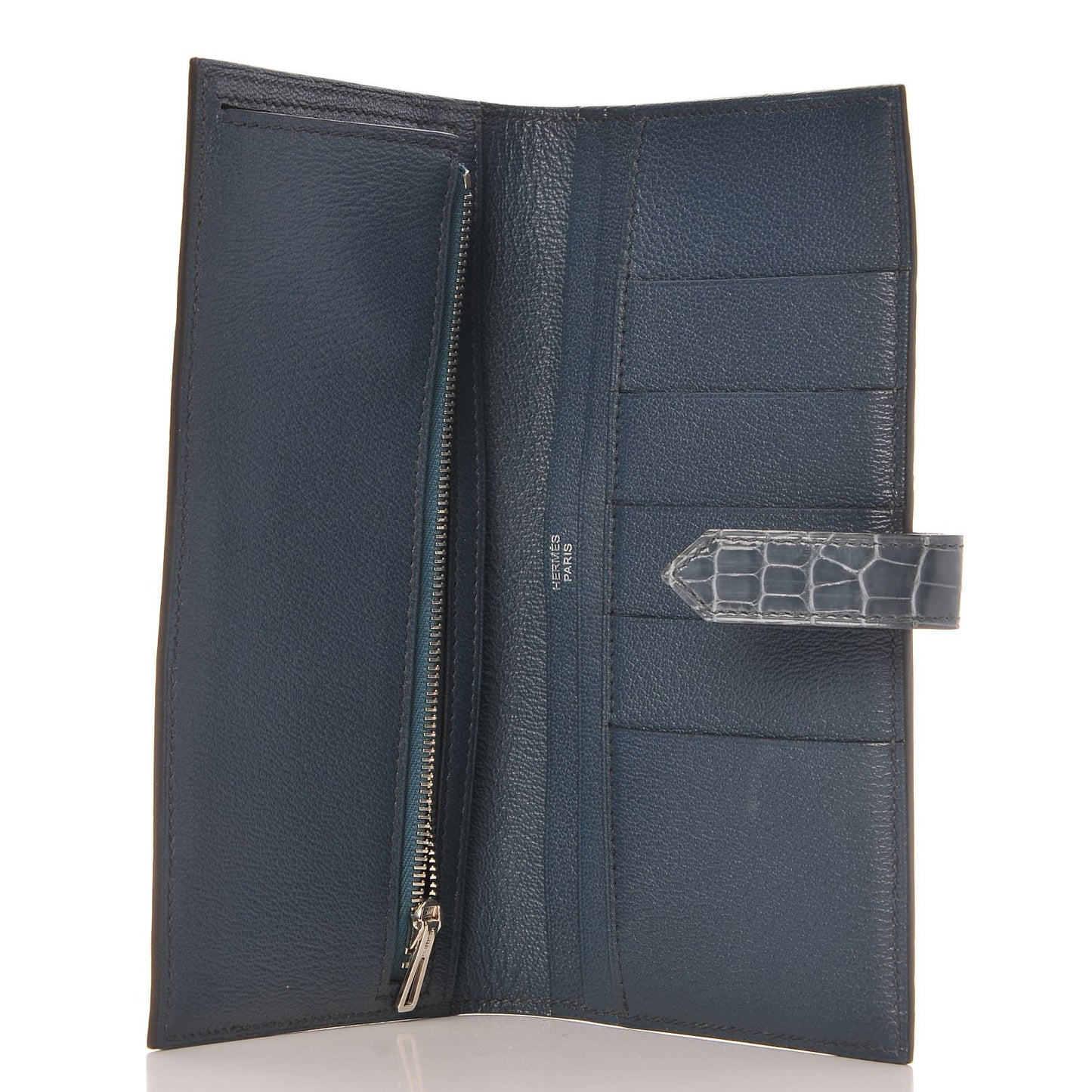 Shiny Alligator Bearn Wallet Bleu Tempete
