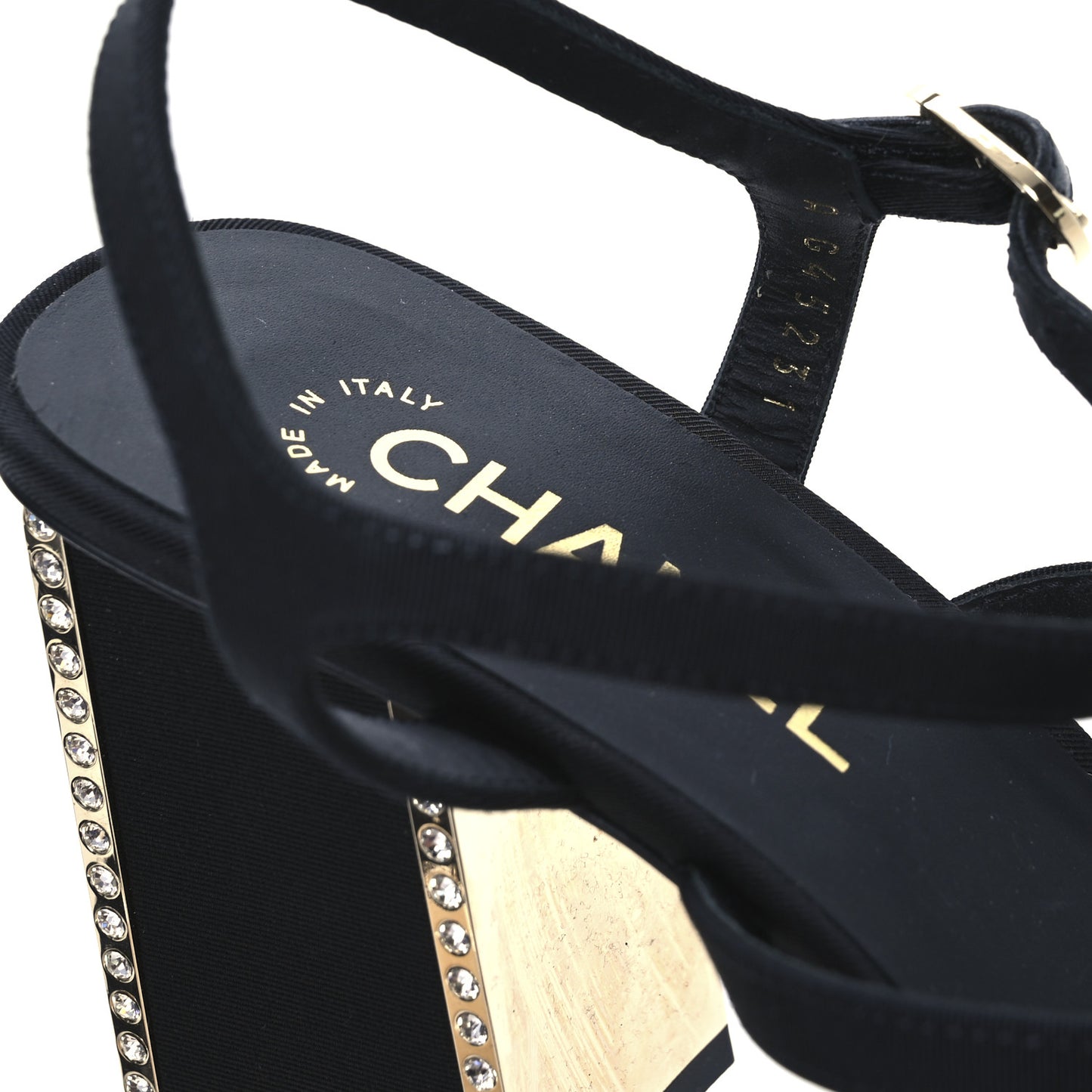 Grosgrain Crystal CC Sandals 40 Black