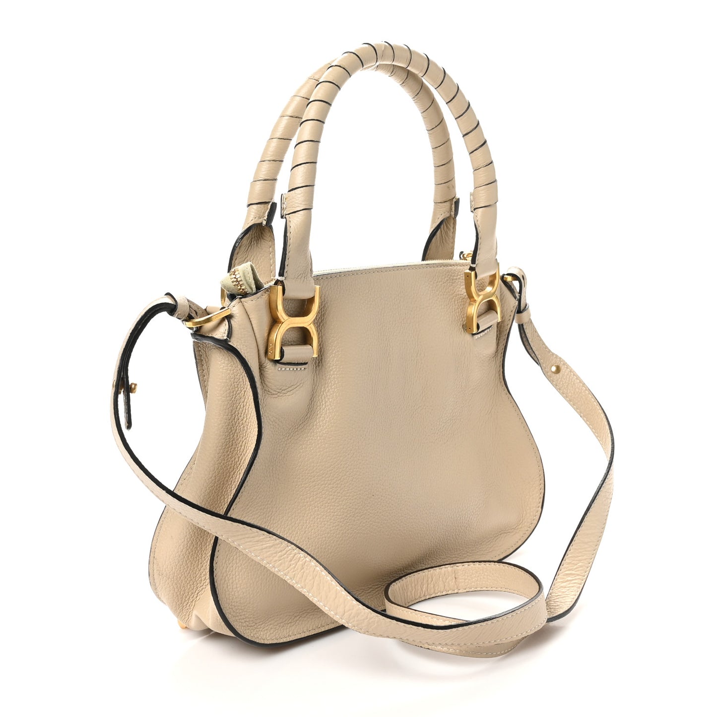 Calfskin Small Marcie Satchel Root Beige