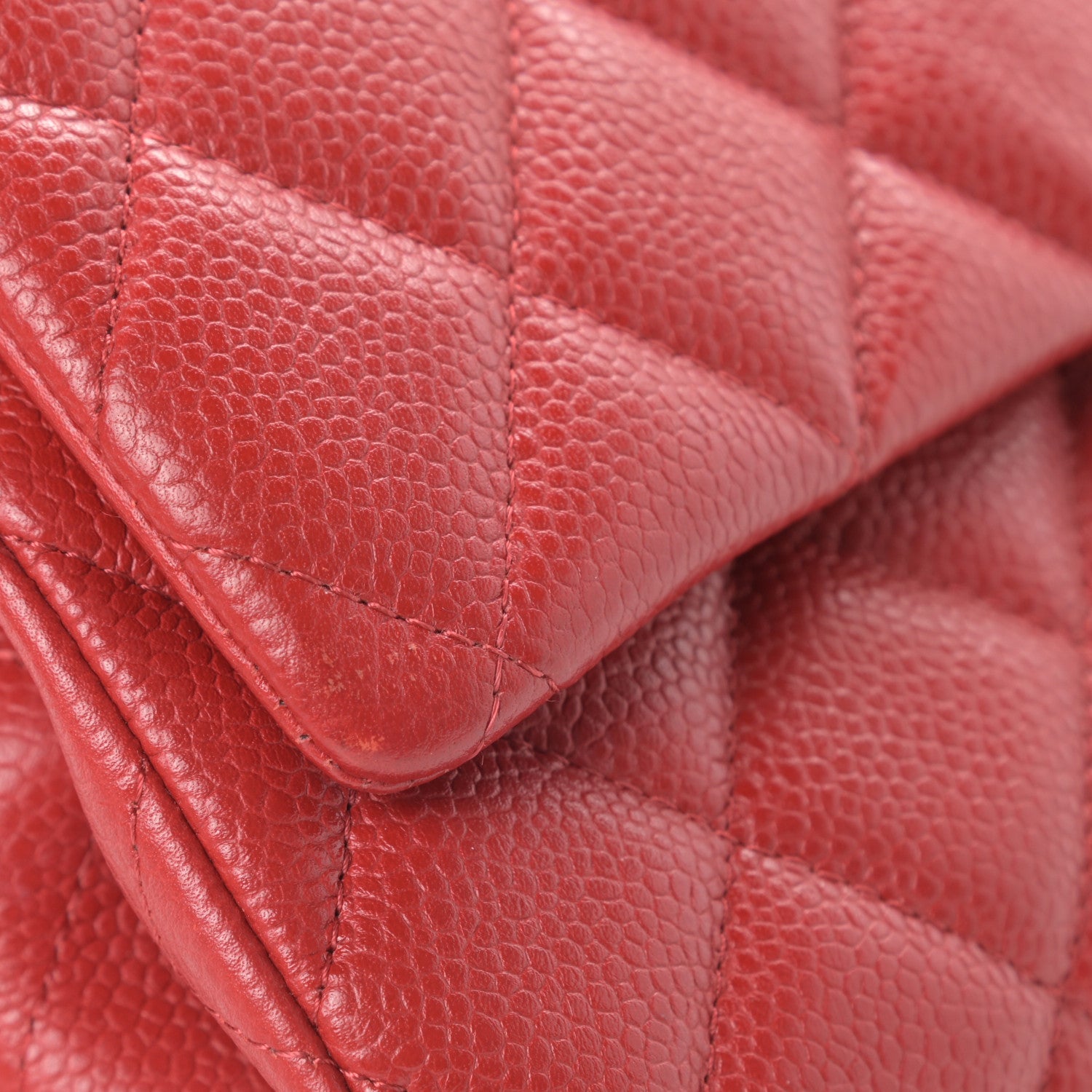 Chanel Caviar Quilted Clutch With Chain Flap Red 8 of 13