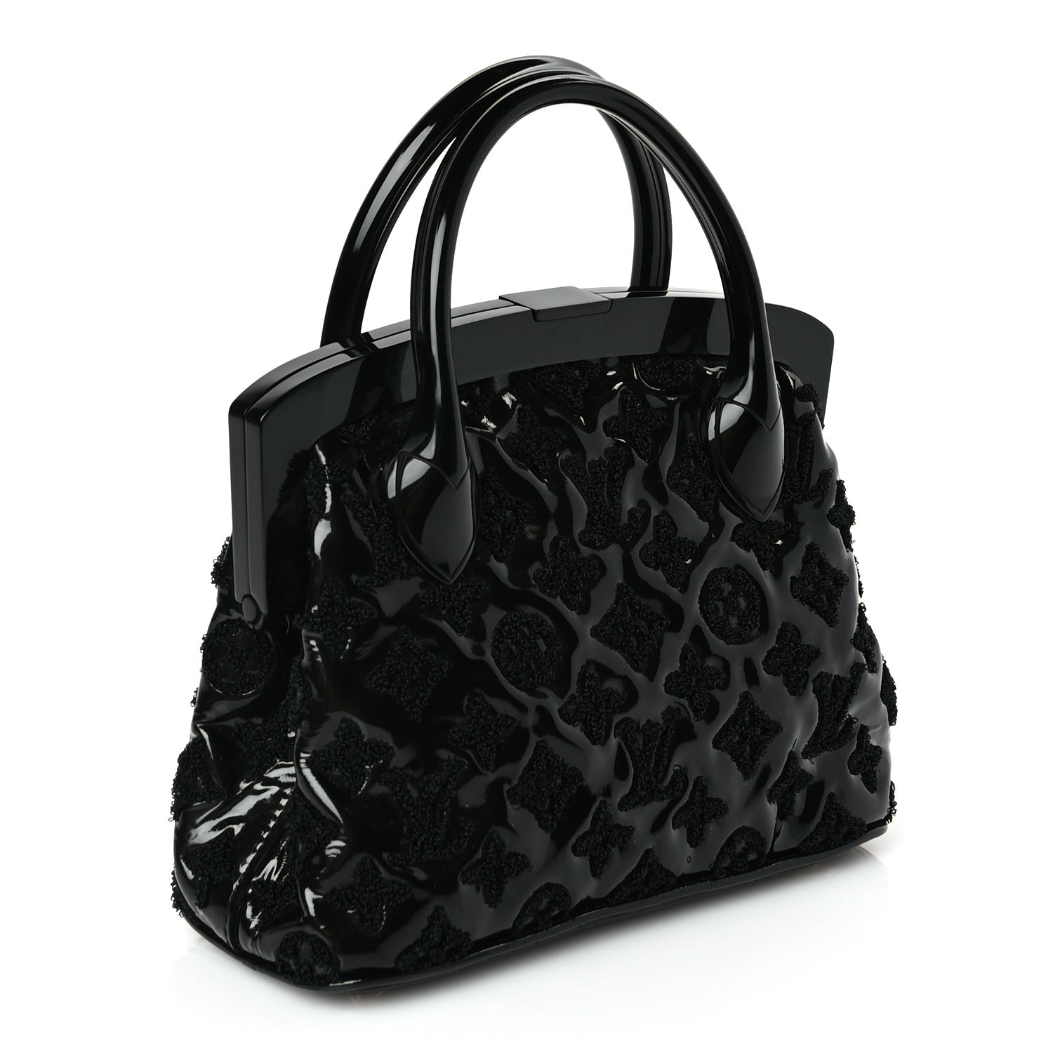 Louis Vuitton Patent Lambskin Fascination Lockit BB Frame Black 2 of 8