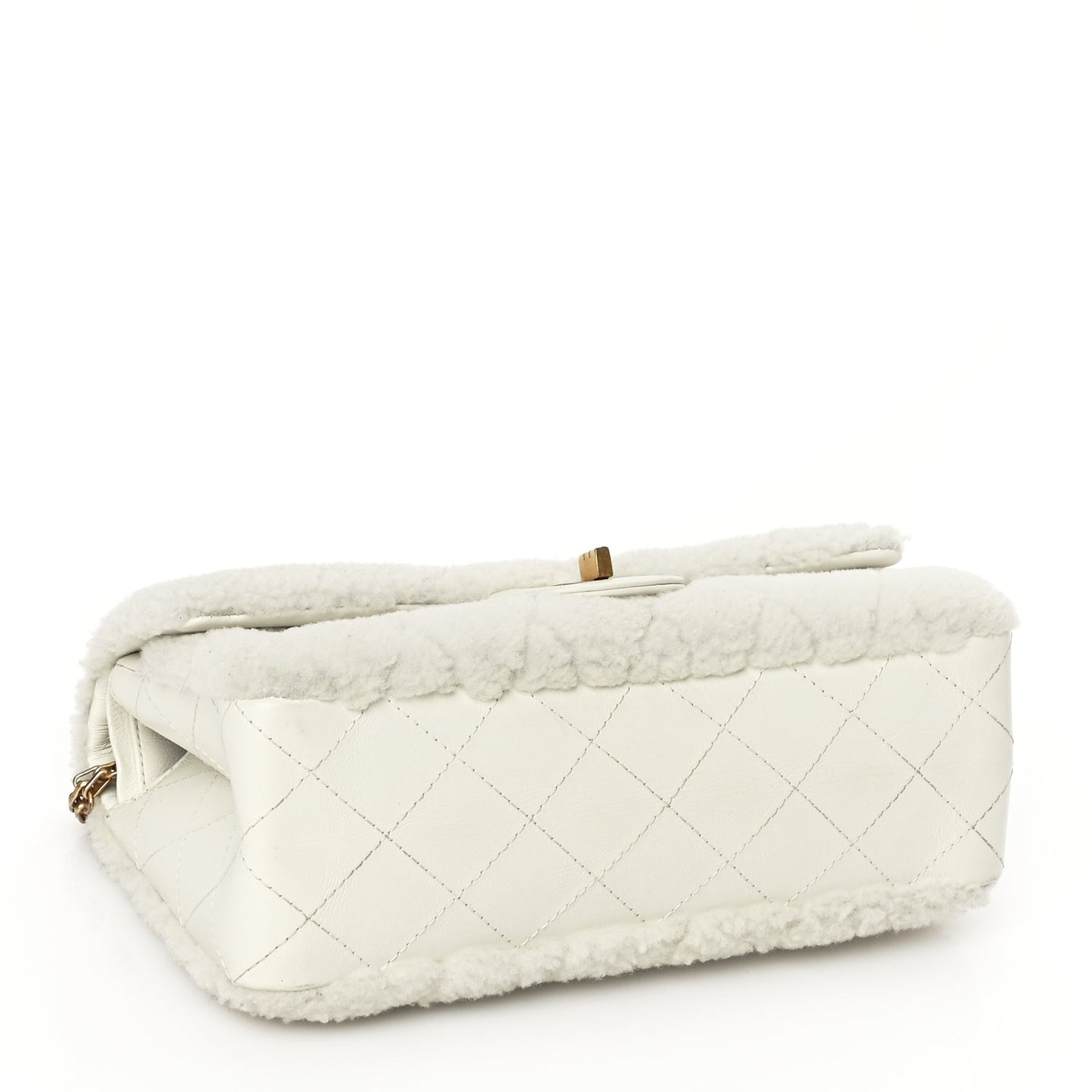 Shearling Lambskin Aged Calfskin Quilted 2.55 Reissue 225 Flap White