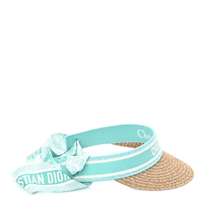 Christian Dior Straw Embroidered Dioriviera D-Ocean Visor  Green White 3 of 6