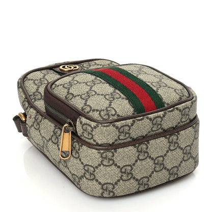 Gucci GG Supreme Monogram Web Mini Ophidia Double Zip Messenger Bag Beige New Acero 3 of 8