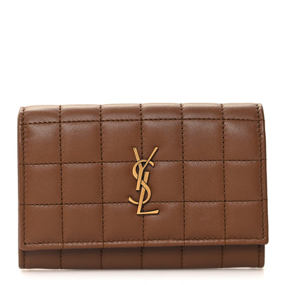 Saint Laurent Goatskin Carre Quilted Cassandre Small Envelope Wallet Fox 1 of 8