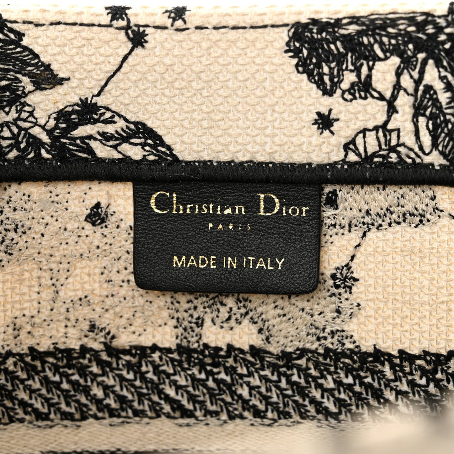 Canvas Embroidered Small Zodiac Toile De Jouy Book Tote Latte