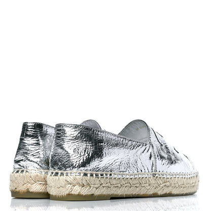 Chanel Laminated Goatskin CC Espadrilles 39 Silver 3 of 4