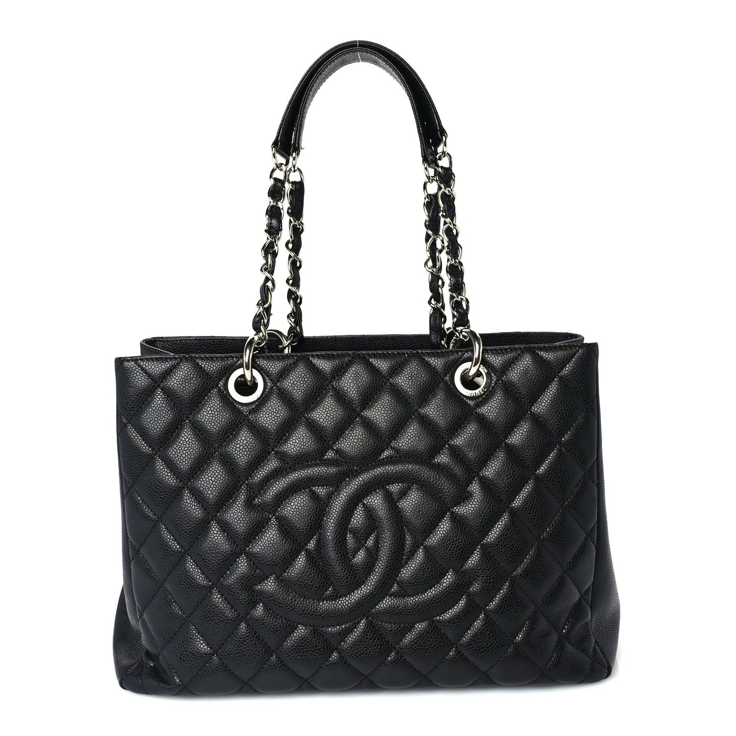 Caviar Quilted Grand Shopping Tote GST  Black