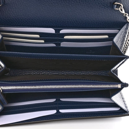 Gucci Dollar Calfskin Crystal Mini Dionysus Chain Wallet Blue Agata Black Diamond 5 of 11