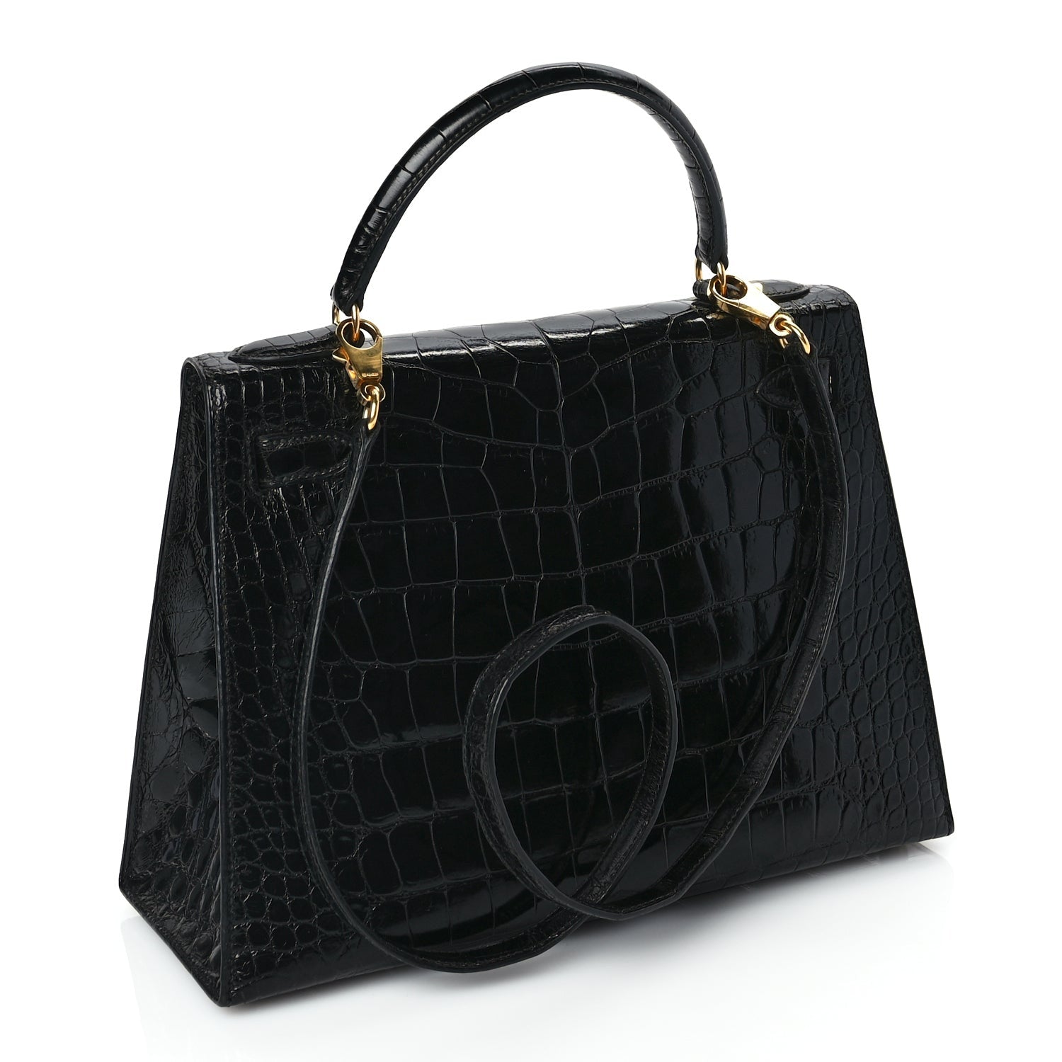 Hermes Shiny Alligator Kelly Sellier 28 Black 2 of 10