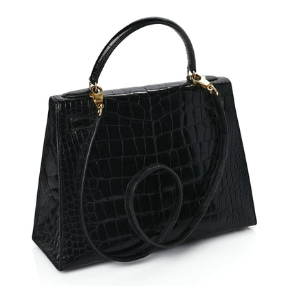 Hermes Shiny Alligator Kelly Sellier 28 Black 2 of 10