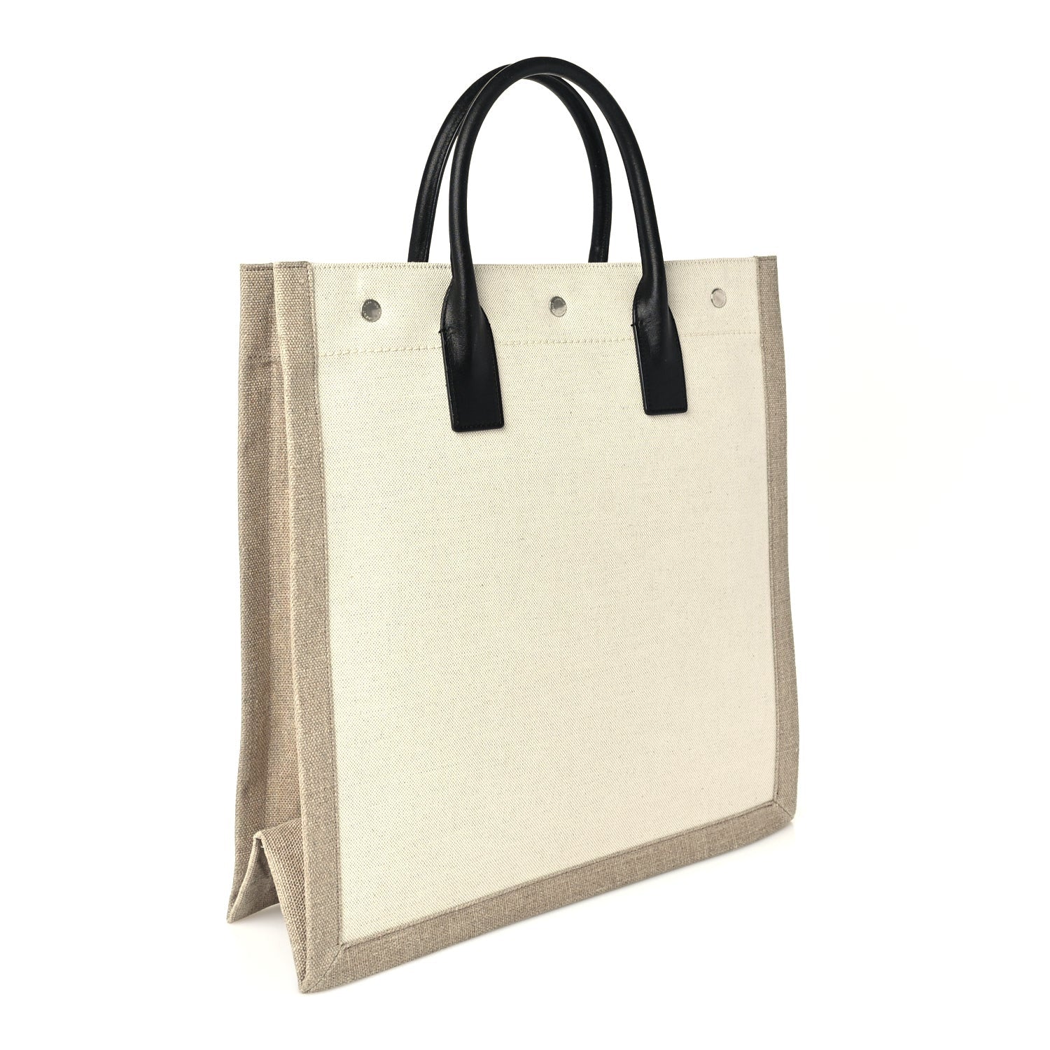 Saint Laurent Linen Calfskin Rive Gauche North South Tote Optic White 2 of 8