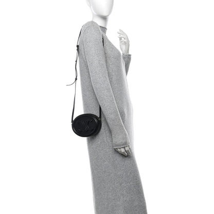 Celine Smooth Calfskin Cuir Triomphe Oval Bag Black 2 of 12