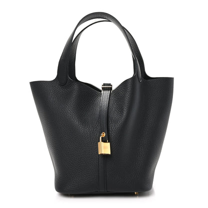 Hermes Taurillon Clemence Picotin Lock 22 MM Black 1 of 13