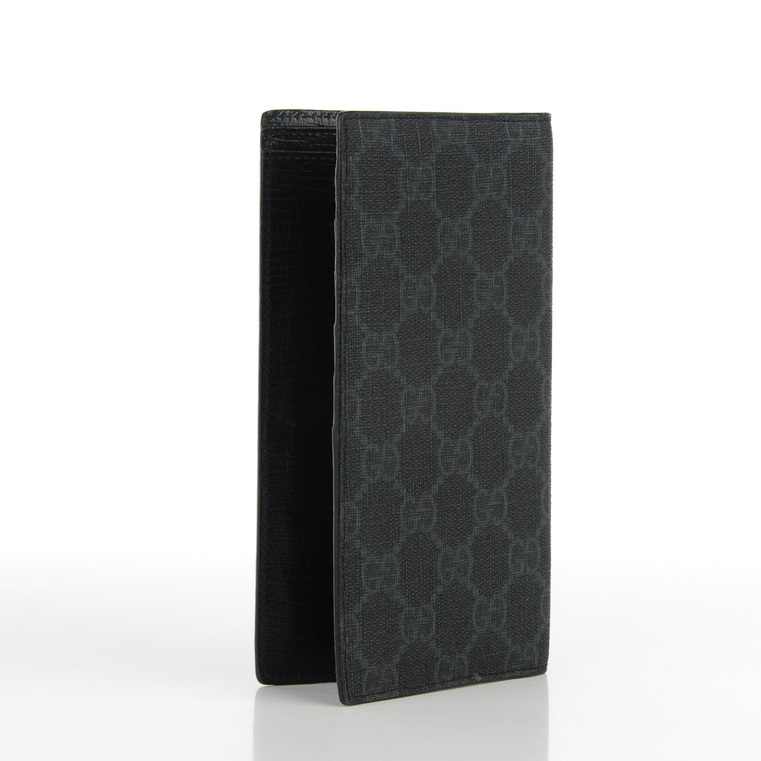 Gucci Monogram Coated Canvas Checkbook Cover Black 3 of 7