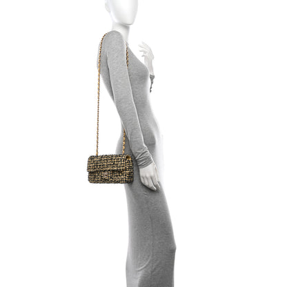 Chanel Tweed Quilted Mini Rectangular Flap Yellow Black 2 of 11