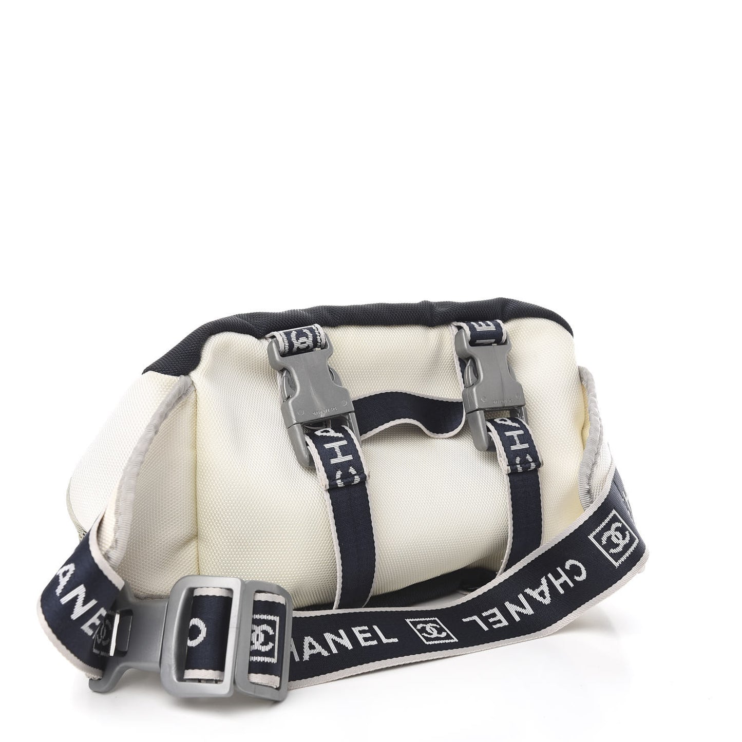 Nylon Mesh Sport Belt Bag Navy White