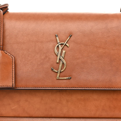 Saint Laurent Calfskin Medium Monogram Sunset Shoulder Bag With Braided Strap Natural Brown 7 of 9