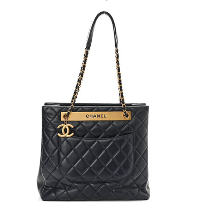 Chanel Lambskin Quilted Trendy CC Shopping Tote Navy 1 of 11