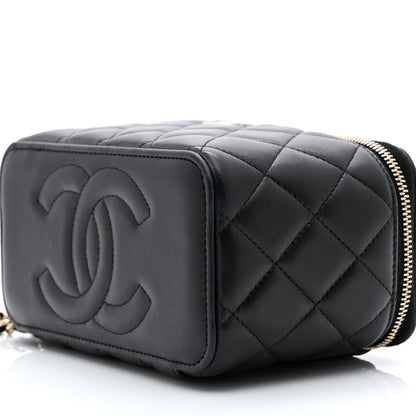Chanel Lambskin Quilted Small Top Handle Vanity Case With Chain Black 10 of 10