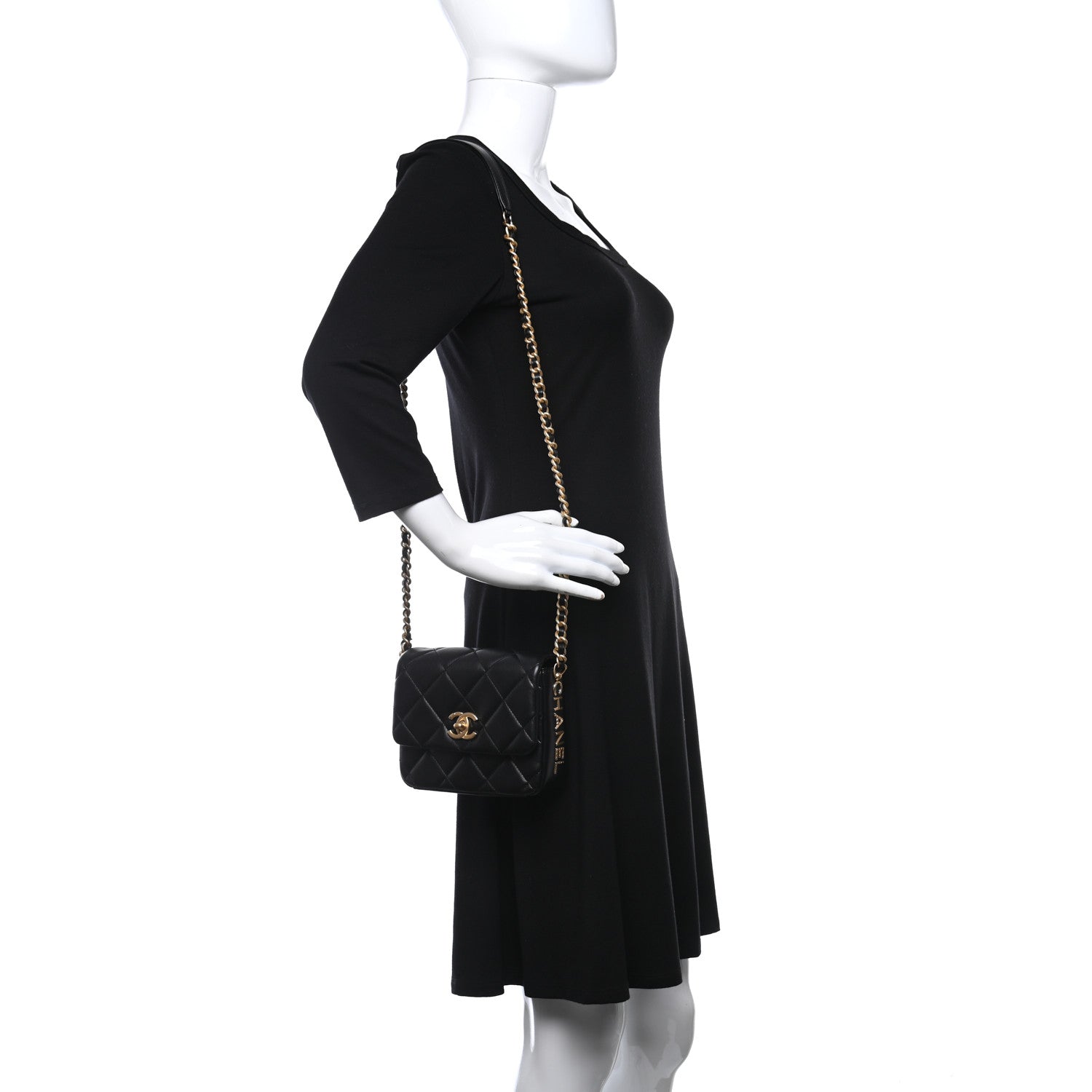 Chanel Lambskin Quilted Mini Side Note Flap Black 2 of 15
