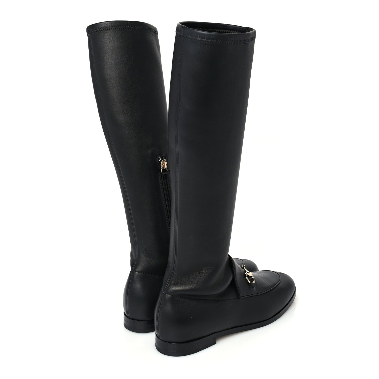 Gucci Nappa Horsebit Jordan Knee High Boots 37 Black 4 of 6
