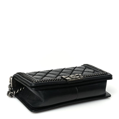 Chanel Goatskin Quilted Medium Boy Top Handle Flap Black 3 of 9
