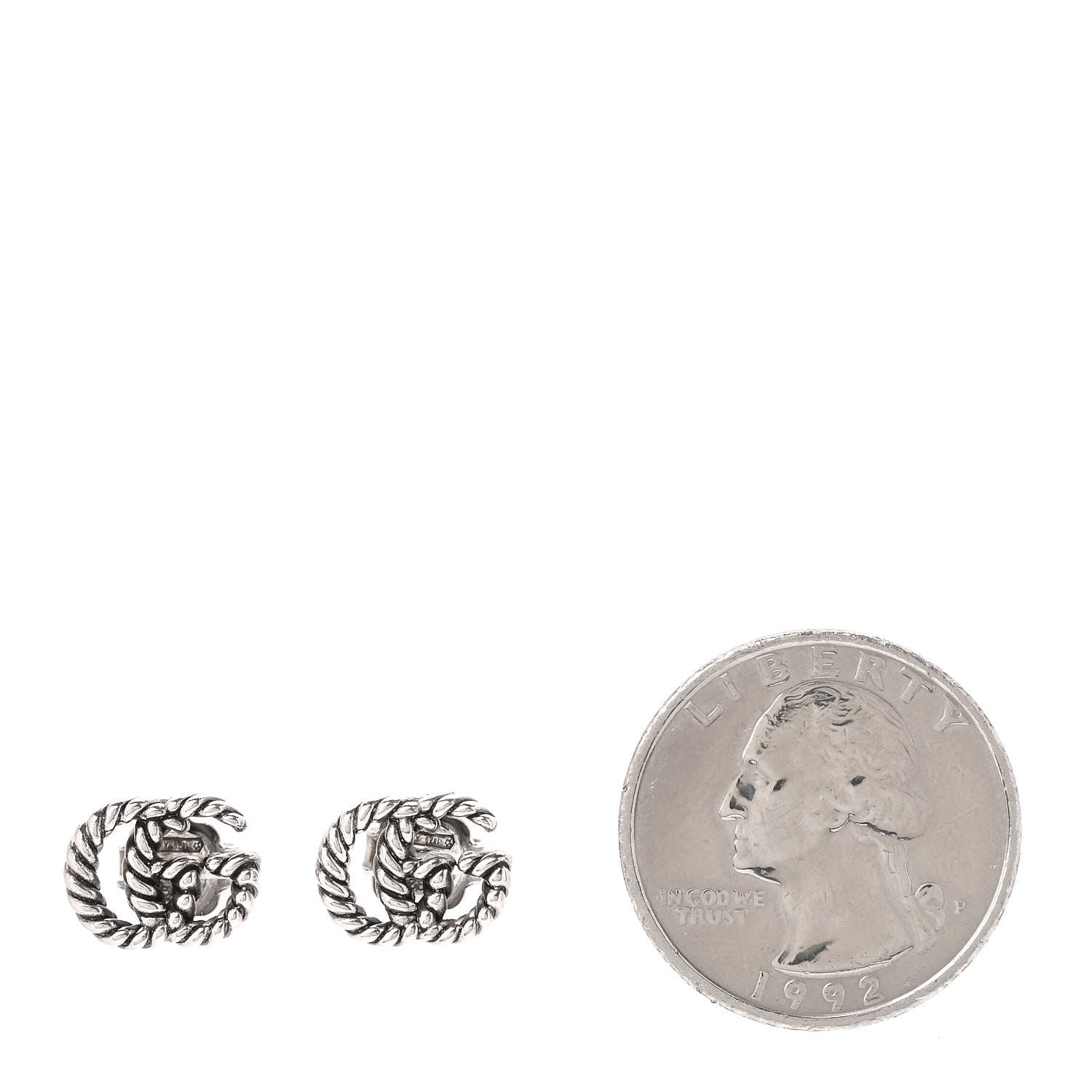 Gucci Sterling Silver Torchon Double G Earrings 2 of 6
