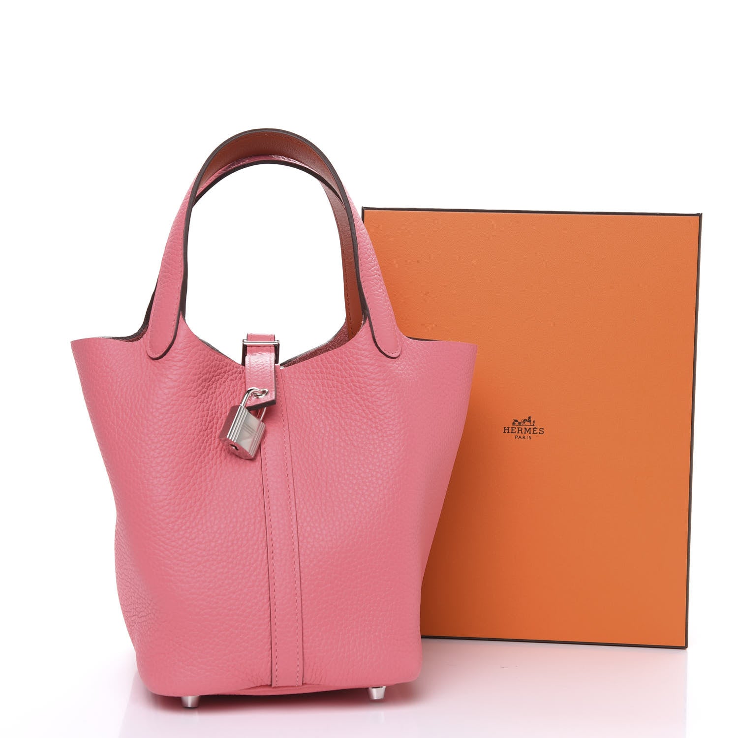 Hermes Taurillon Clemence Eclat Picotin Lock 18 PM Rose Azalee Terre Battue 9 of 9