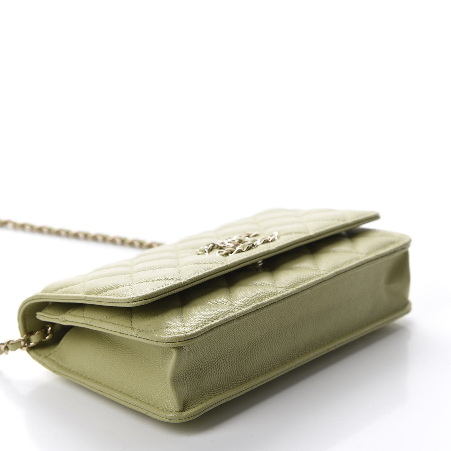 Caviar Quilted French New Wave Chain CC Wallet On Chain WOC Light Green