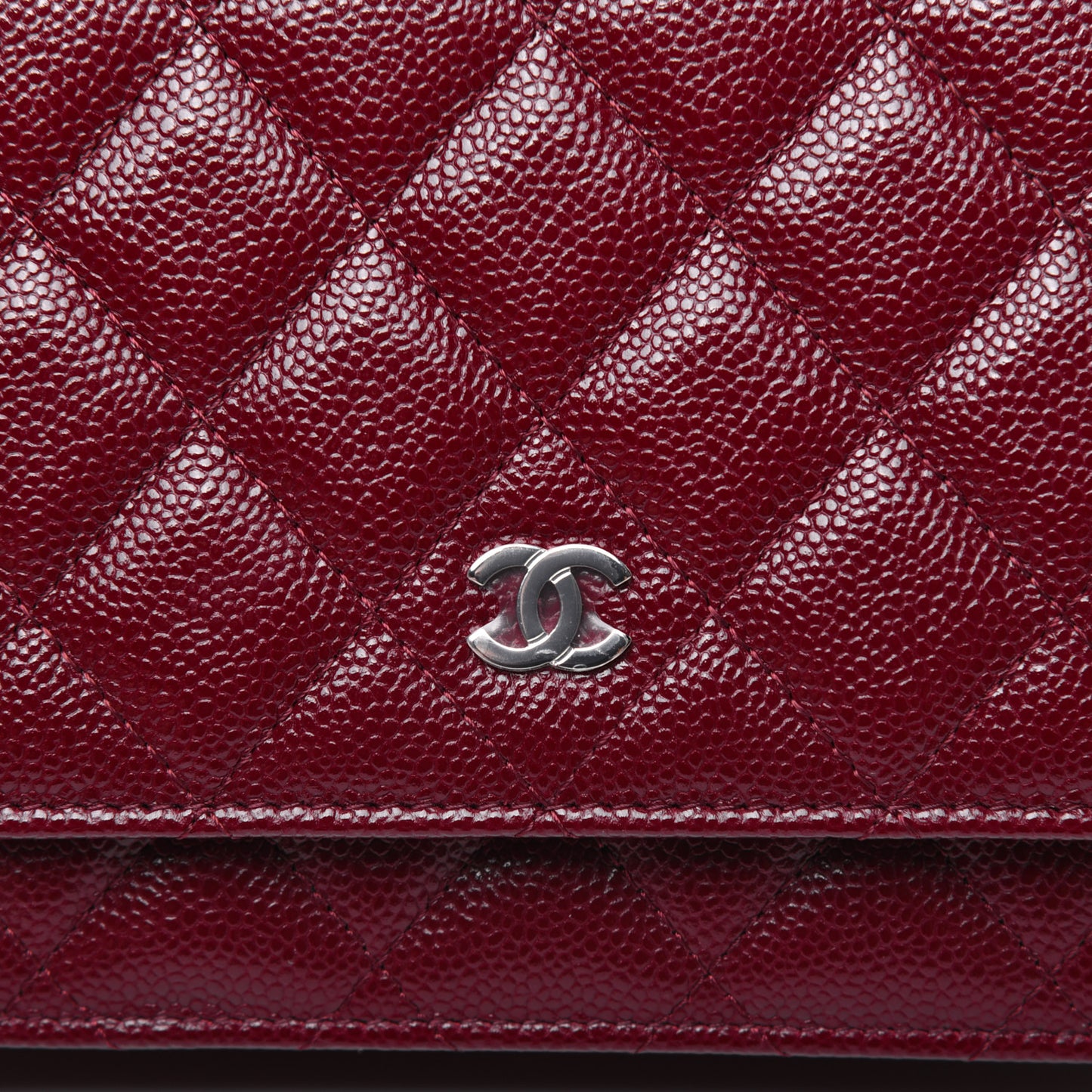 Caviar Quilted Wallet on Chain WOC Burgundy