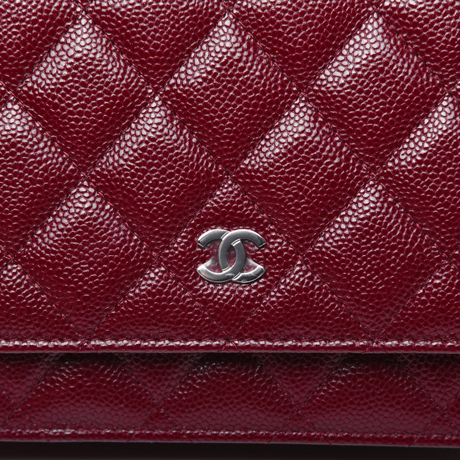 Chanel Caviar Quilted Wallet on Chain WOC Burgundy 8 of 18