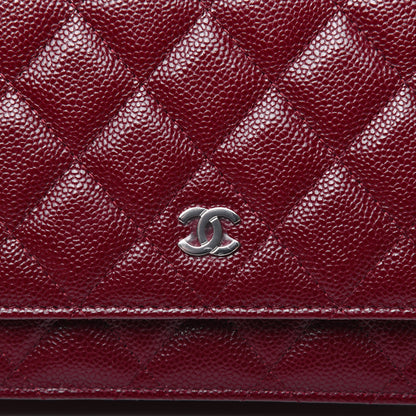 Chanel Caviar Quilted Wallet on Chain WOC Burgundy 8 of 18