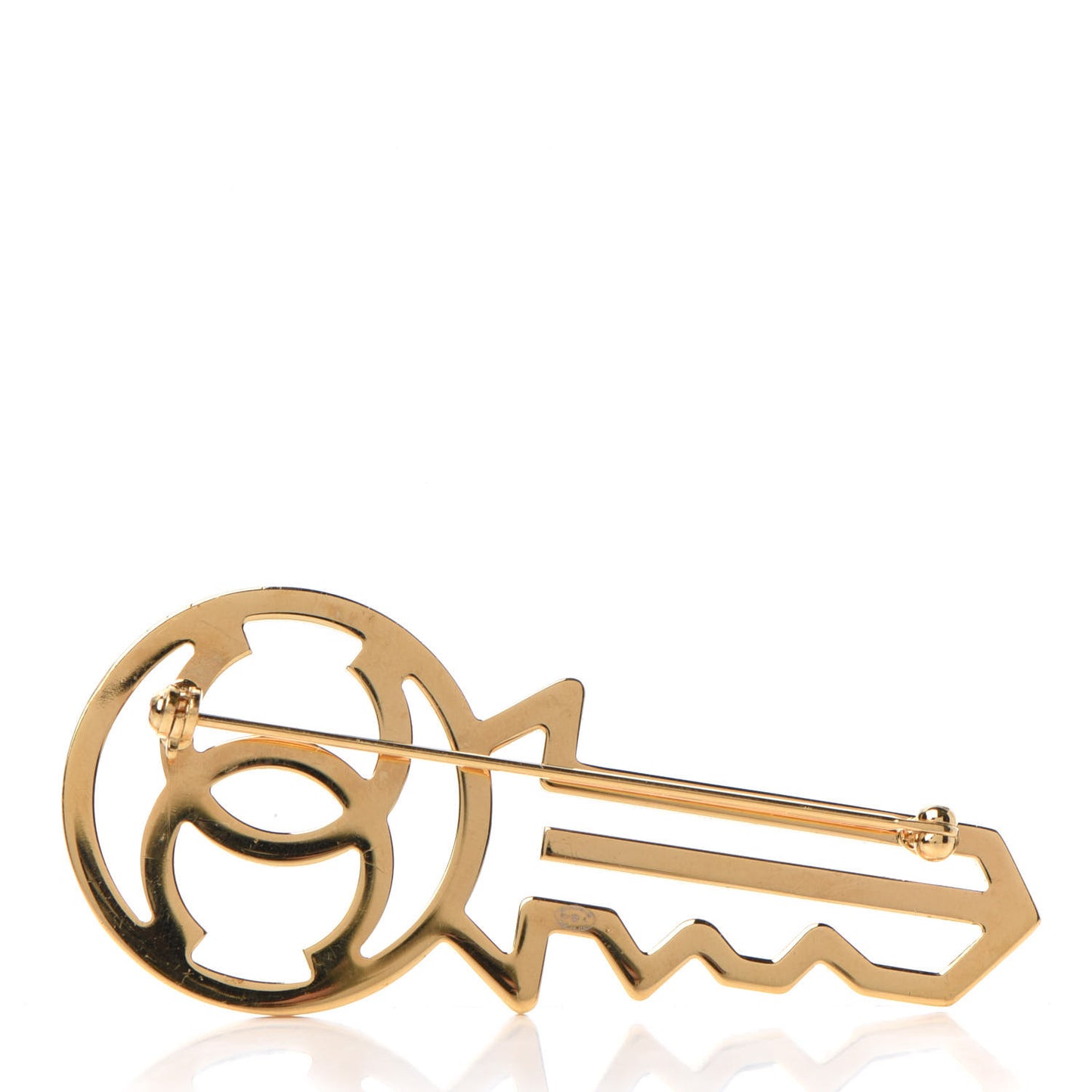 Crystal CC Key Brooch Black Gold