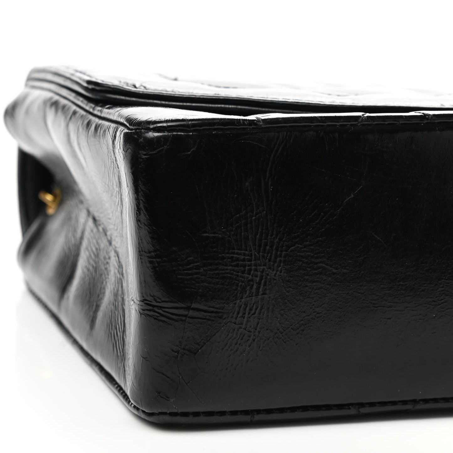 Patent Quilted Medium Single Flap Bag Black