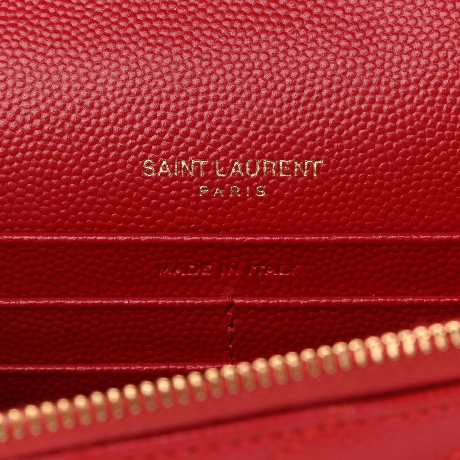 Saint Laurent Grain De Poudre Matelasse Chevron Monogram Envelope Chain Wallet New Red 6 of 11