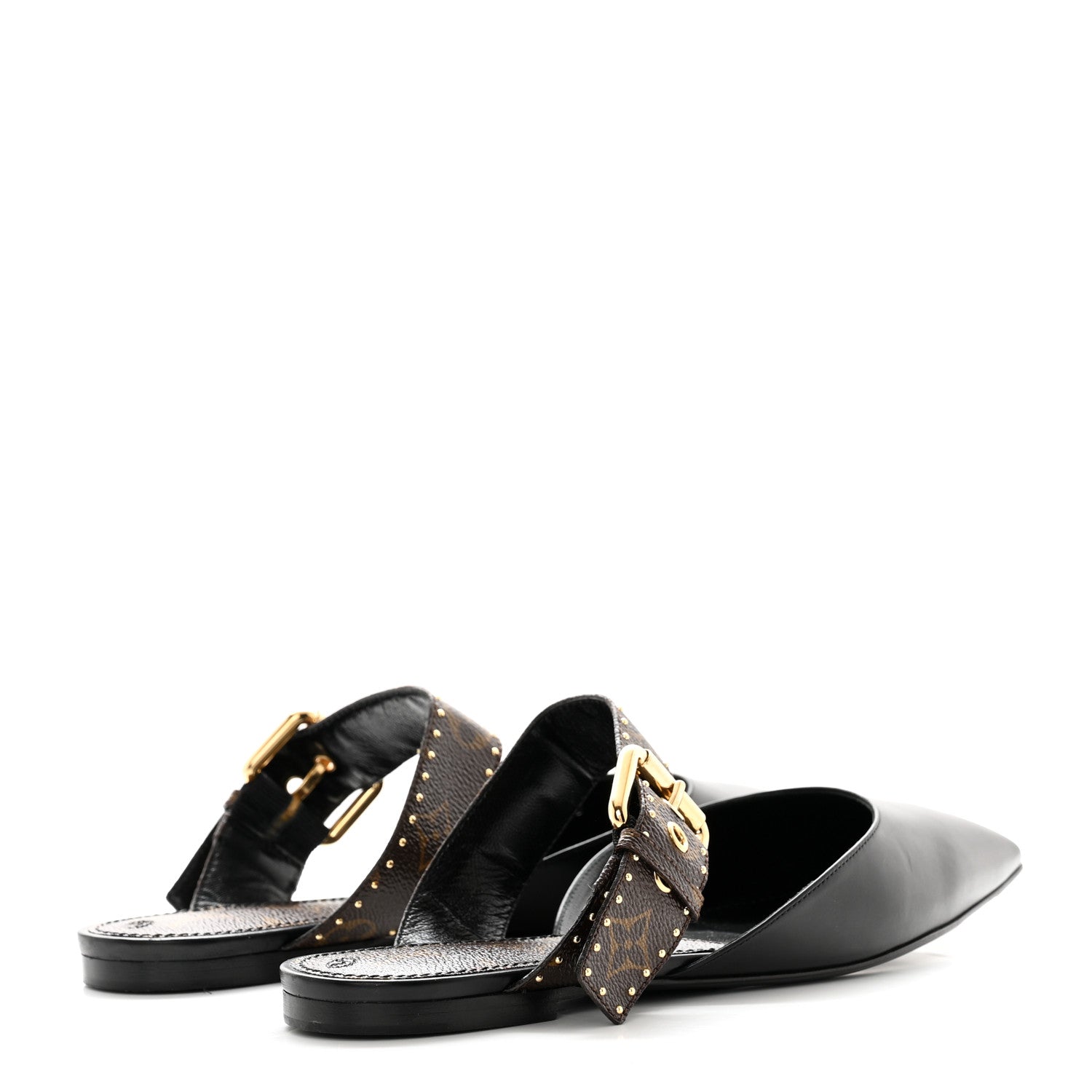 Louis Vuitton Monogram Studded Sofia Flat Mules 39 Black 4 of 9