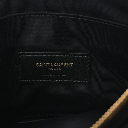 Saint Laurent Grain De Poudre Chevron Monogram Large Bill Pouch Black 6 of 7