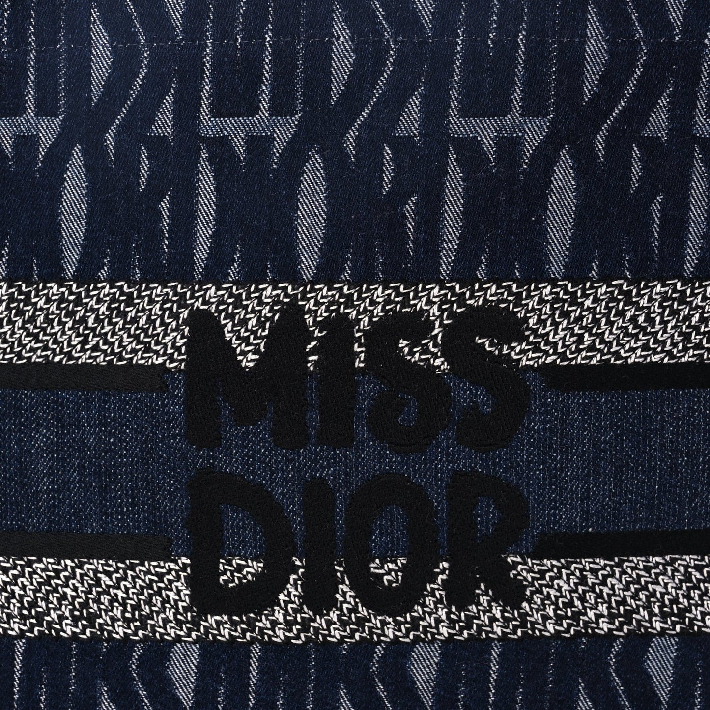 Canvas Calfskin Embroided Medium Miss Dior All Over Book Tote  Denim Multicolor