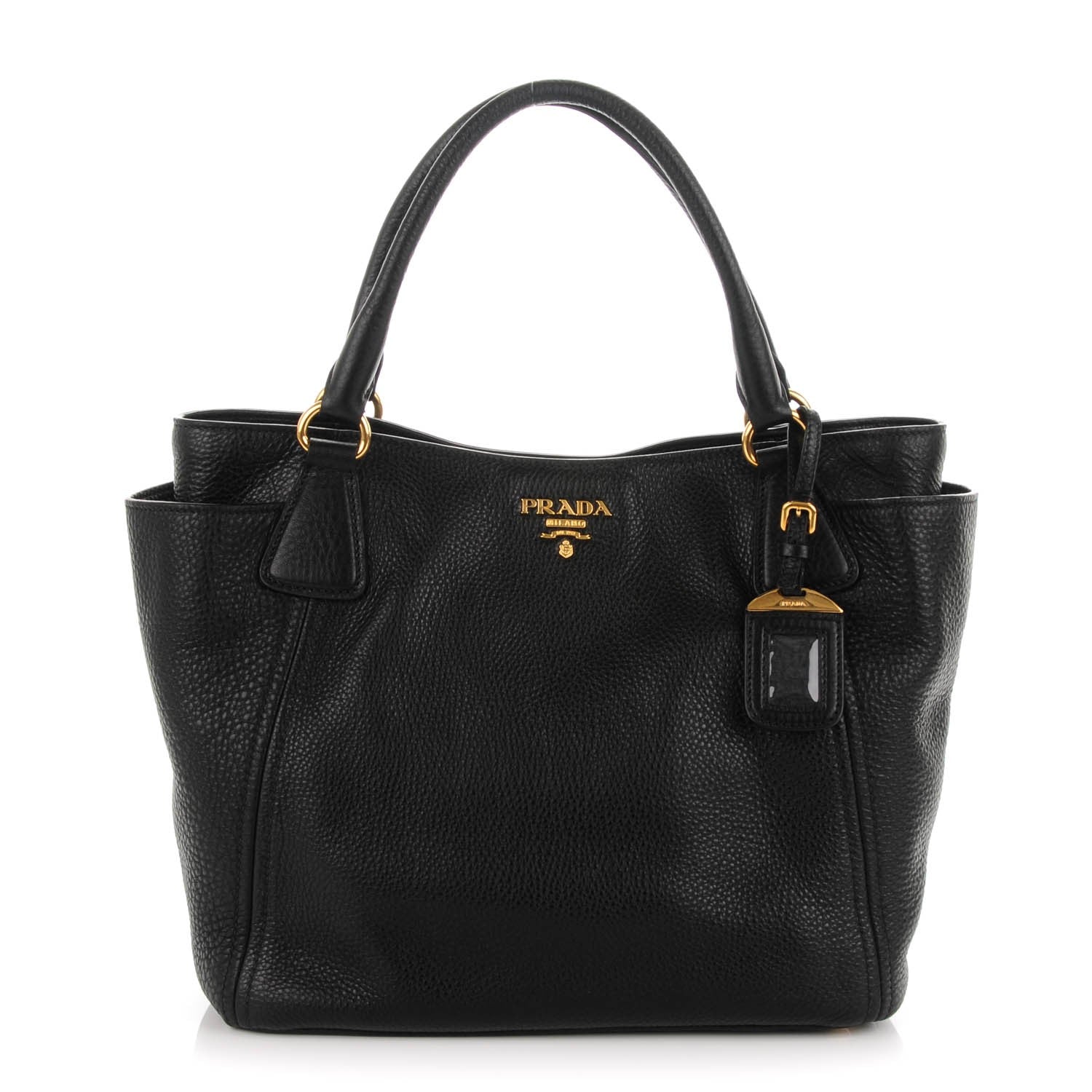 Prada Vitello Daino Side Pocket Tote Nero Black 1 of 9