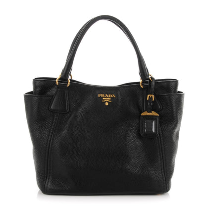 Prada Vitello Daino Side Pocket Tote Nero Black 1 of 9
