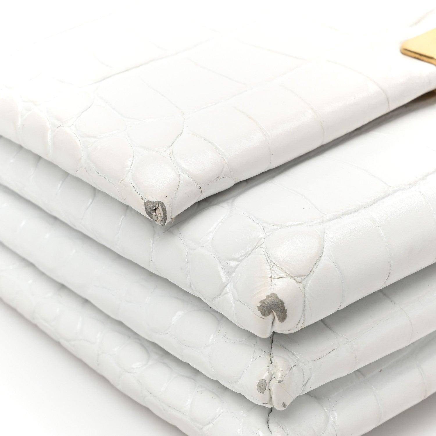 Balenciaga Shiny Extra Supple Calfskin Crocodile Embossed Small Triplet Bag Optic White 17 of 19