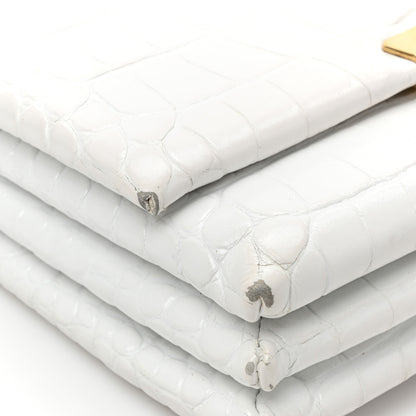 Balenciaga Shiny Extra Supple Calfskin Crocodile Embossed Small Triplet Bag Optic White 17 of 19